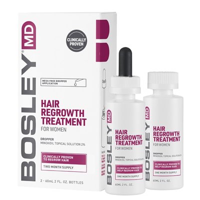 Раствор с миноксидилом 2% для роста волос у женщин, с пипеткой Bosley Hair Regrowth Treatment 2*60 мл 35001 фото