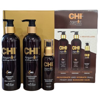 Набір для волосся CHI Argan Oil Rejuvenate And Hydrate Dull Шампунь 355 мл Кондиціонер 355 мл Олія 89 мл 14266 фото