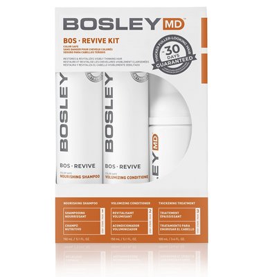 Набор для истонченных окрашенных волос Bosley BOS Revive Kit (Шампунь 150 мл, кондиционер 150 мл, уход 100 мл) 32006 фото