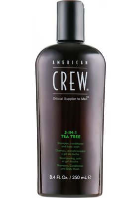 Засіб 3-в-1 по догляду за волоссям та тілом American Crew Shampoo, Conditioner and Body Wash Tea Tree 3in1 250 мл 210023 фото