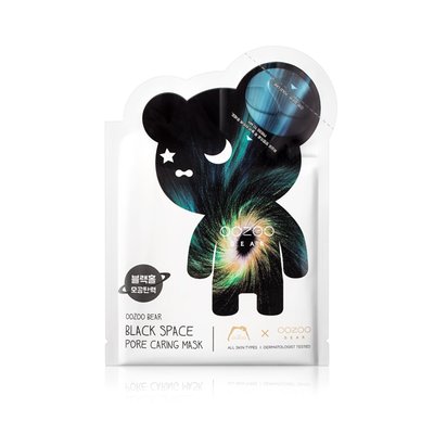 Тканевая маска для сужения пор "Мишка черная дыра" двухфазная THE OOZOO Bear black space pore caring mask 6535 фото